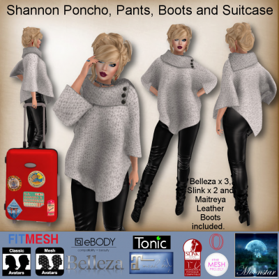 Image of Moonstar - Shanon Poncho, Pants, Boots, Suitcase