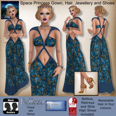 Image of MESH Space Princess Gown, Hair, Jewellery and Shoes by Moonstar